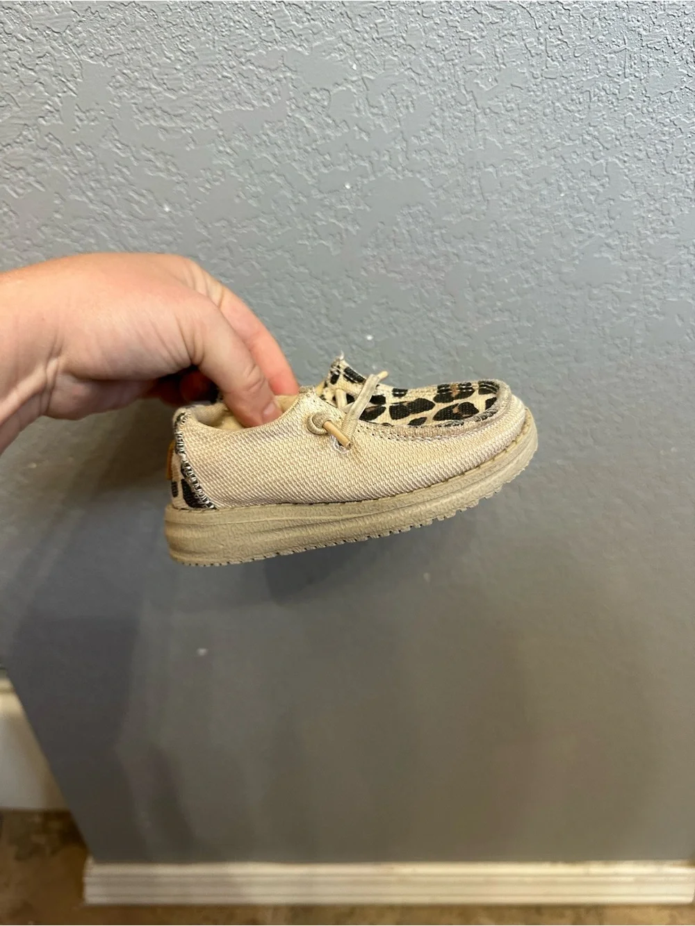 Kids Hey Dude Leopard Print Canvas Boat Shoes - Tan